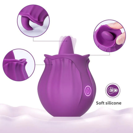 Intimate Wellness Rose Vibrator Tongue Licking Simulation Body Safe Silicone USB Rechargeable Discreet Packaging Wholesale