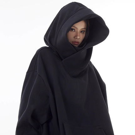 Loose High Collar Fleece Lined Hoodie